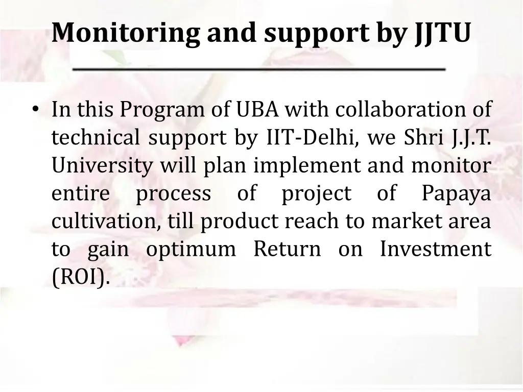 monitoring and support by jjtu