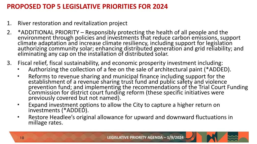 proposed top 5 legislative priorities for 2024
