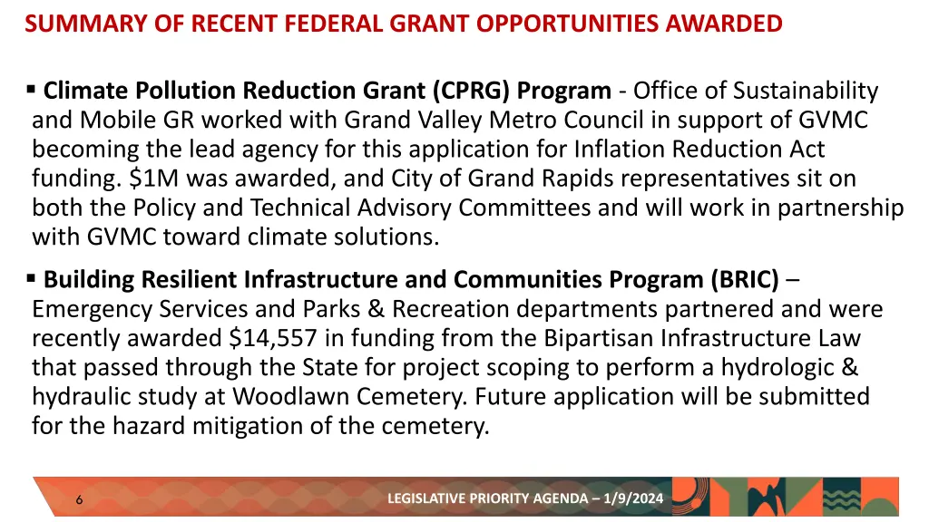 summary of recent federal grant opportunities