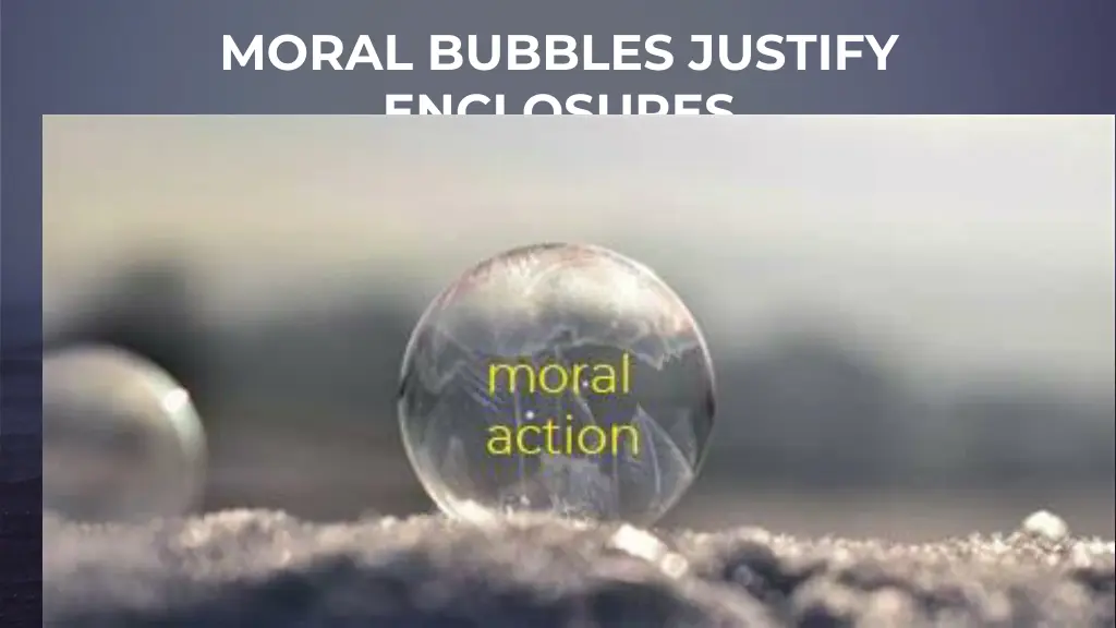 moral bubbles justify enclosures