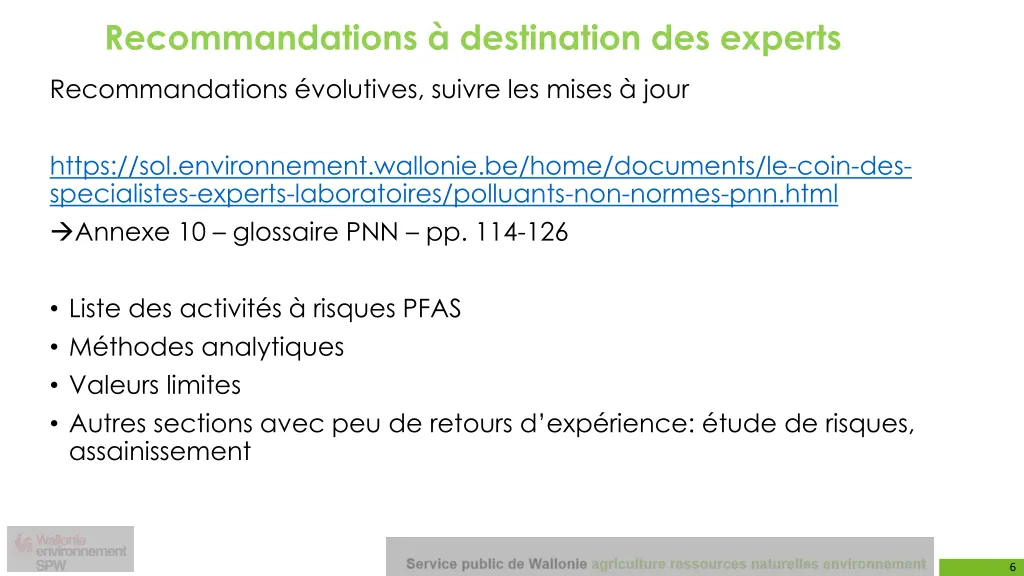 recommandations destination des experts