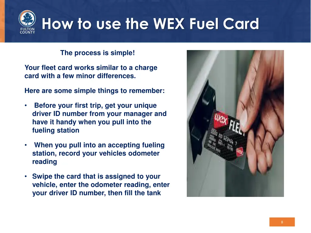 how to use the wex fuel card