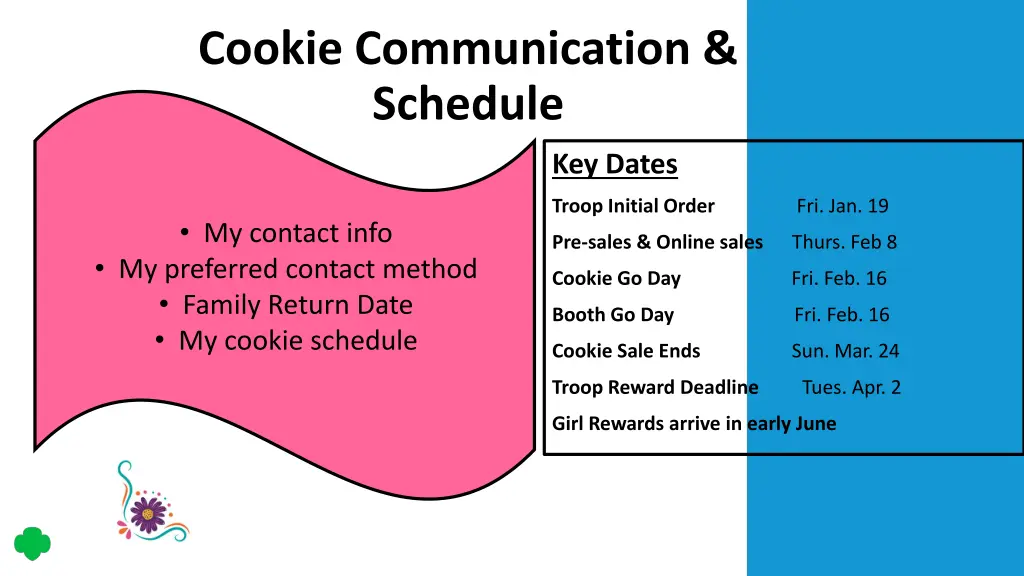 cookie communication schedule