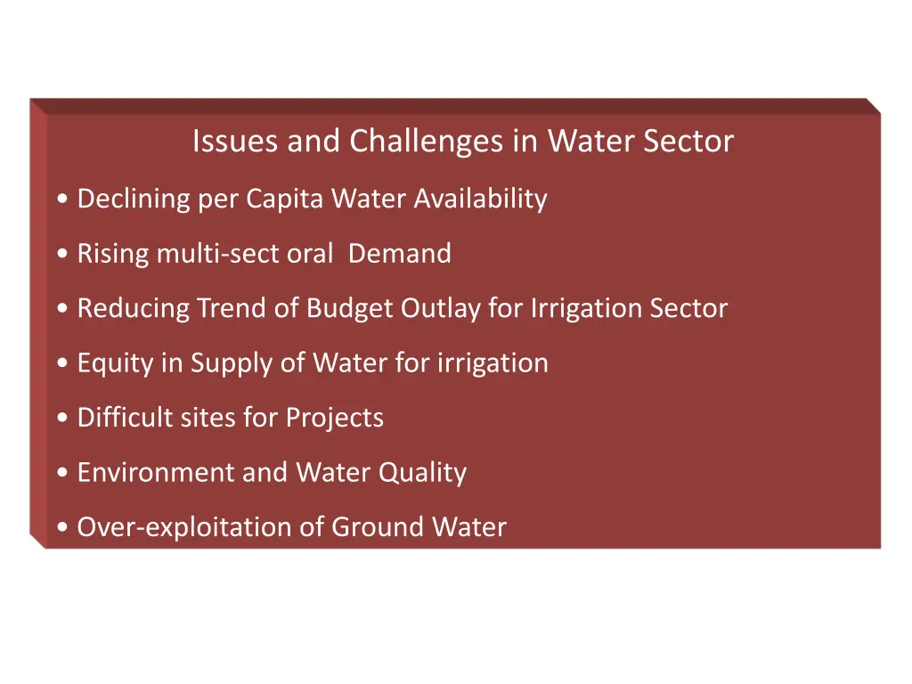 issues and challenges in water sector