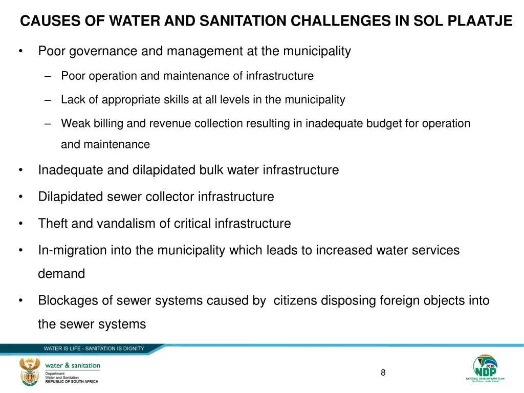 causes of water and sanitation challenges