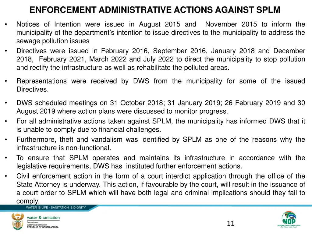 enforcement administrative actions against splm