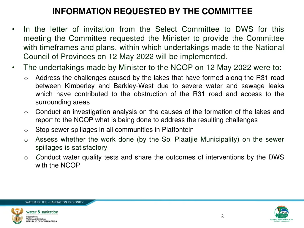 information requested by the committee