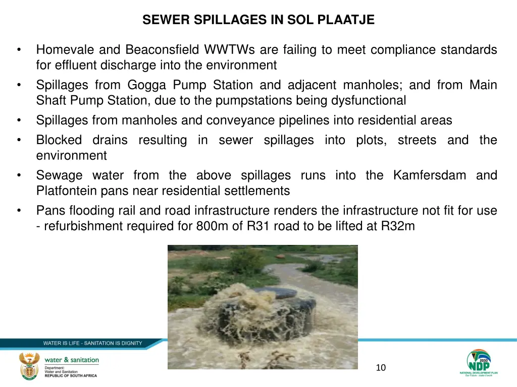 sewer spillages in sol plaatje