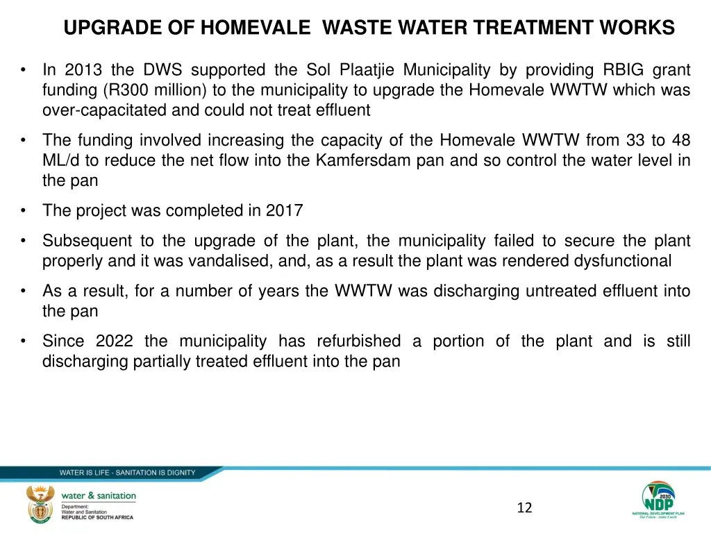 upgrade of homevale waste water treatment works