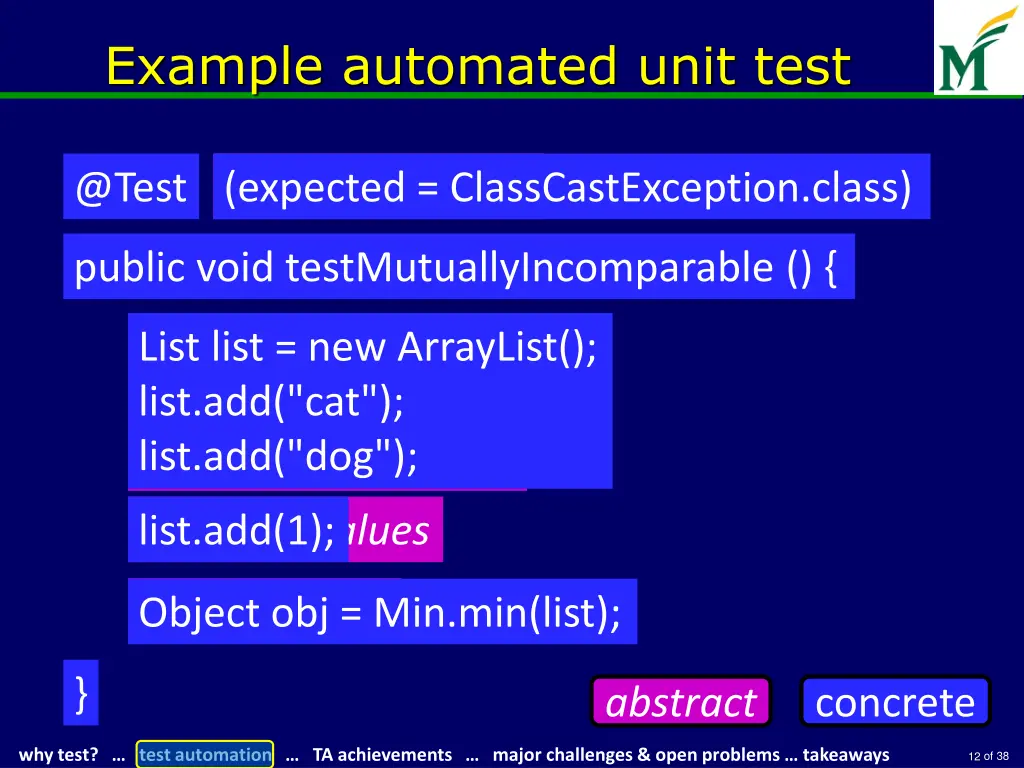 example automated unit test