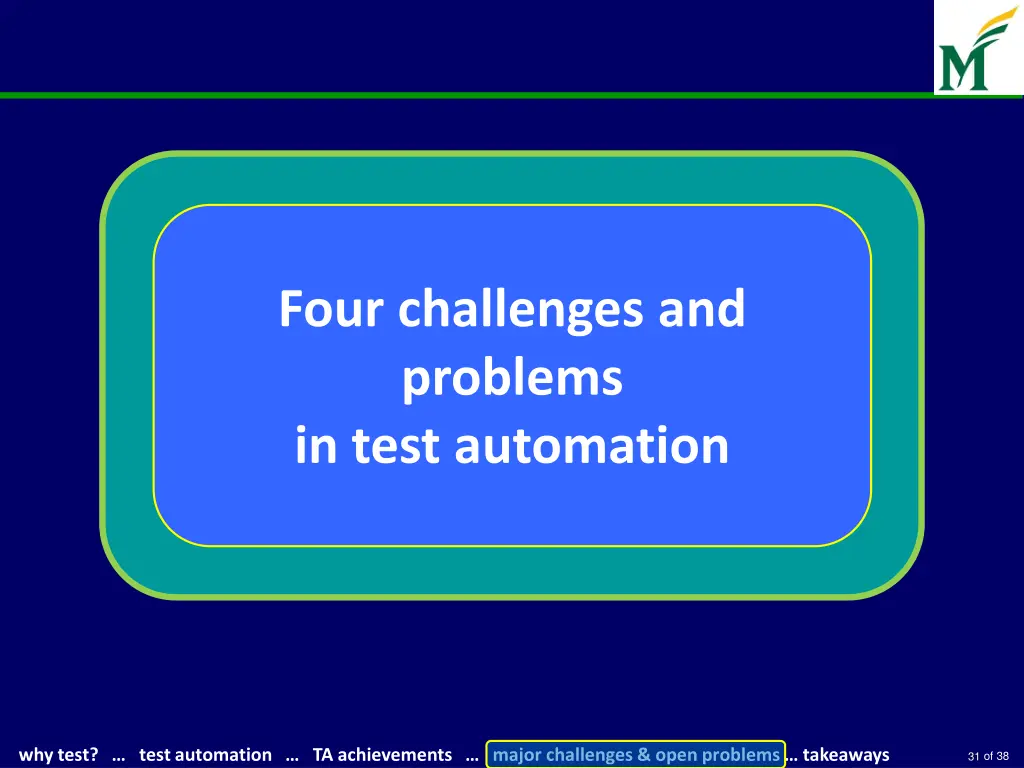 four challenges and problems in test automation