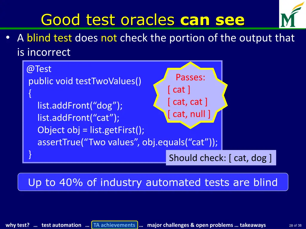 good test oracles can see a blind test does