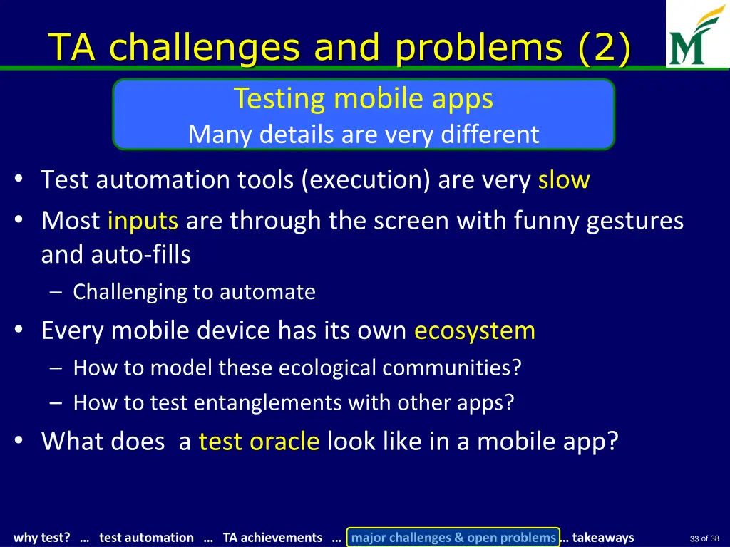 ta challenges and problems 2 testing mobile apps