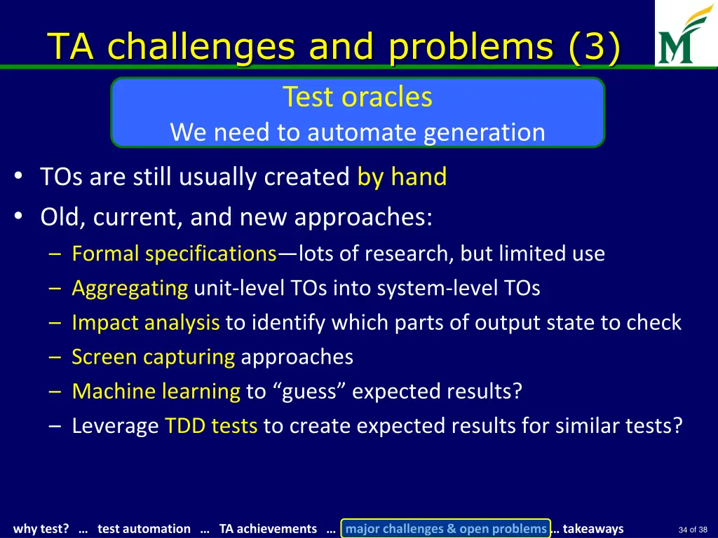 ta challenges and problems 3 test oracles we need