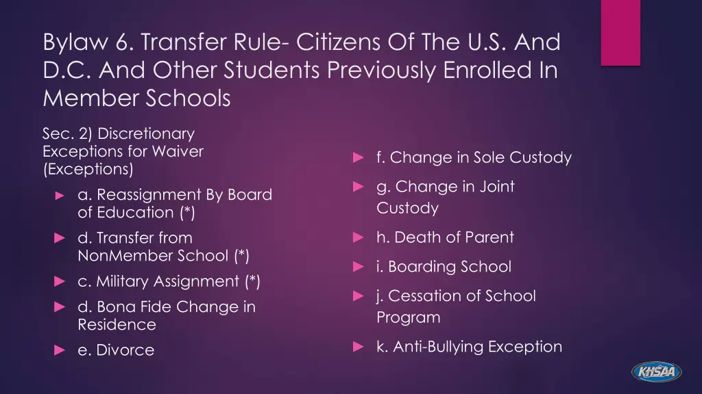 bylaw 6 transfer rule citizens 1