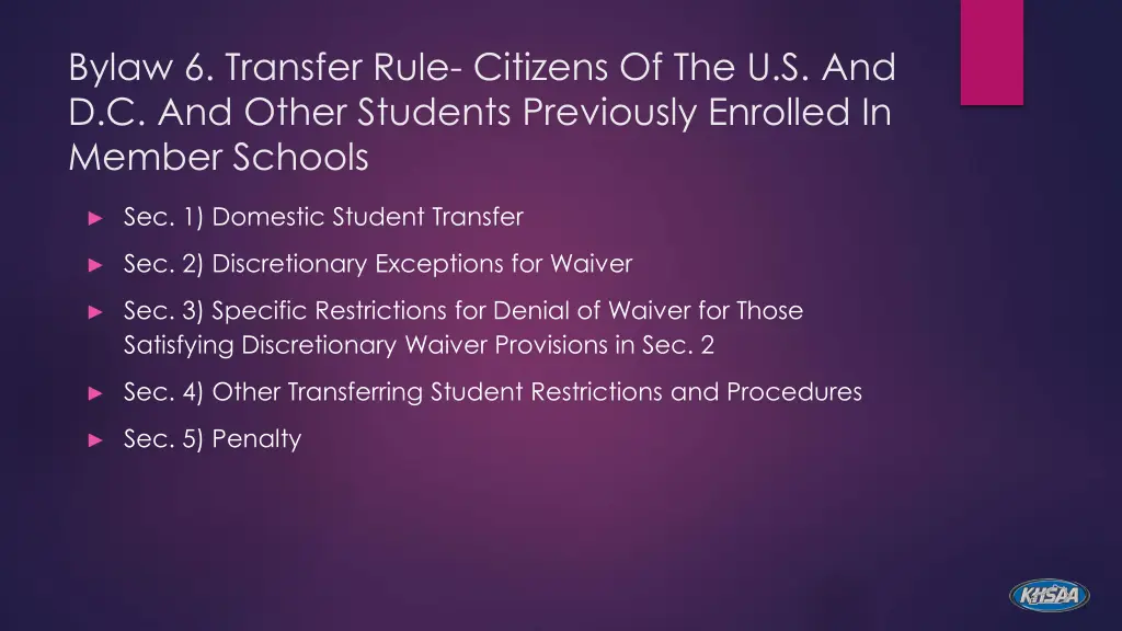 bylaw 6 transfer rule citizens