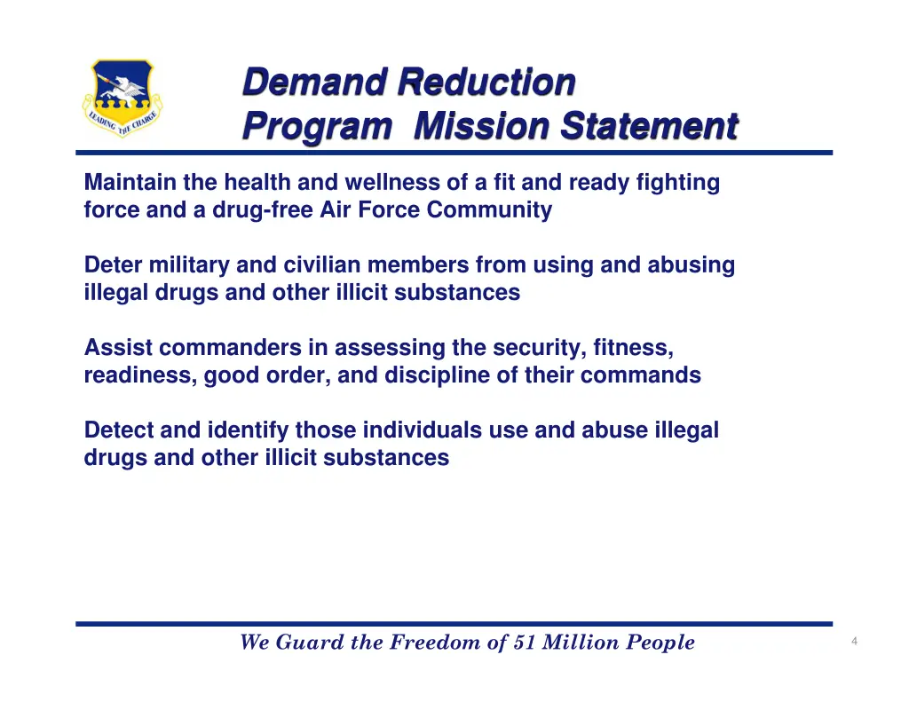 demand reduction program mission statement