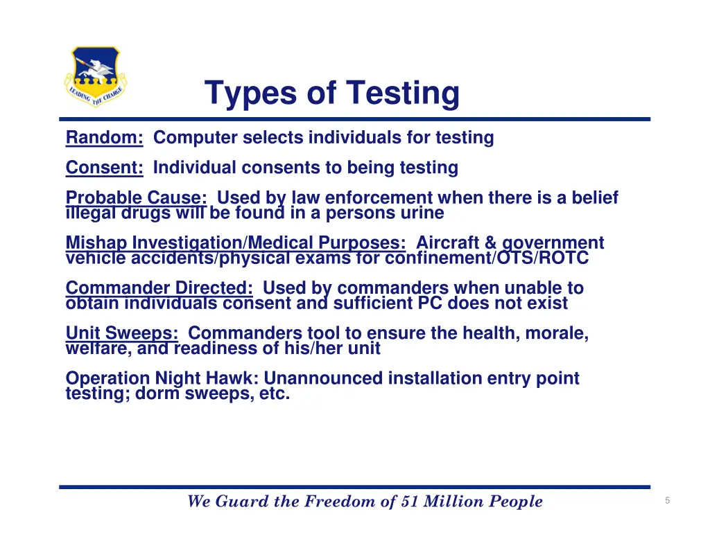 types of testing