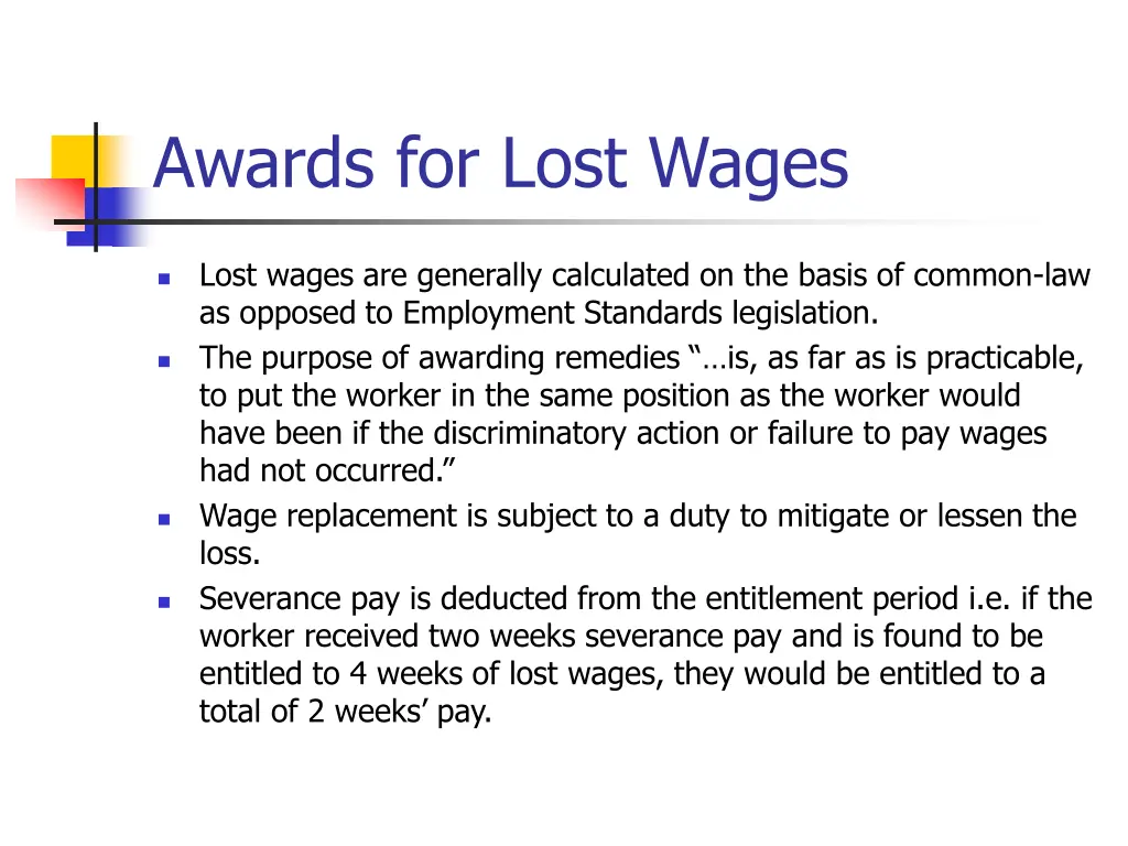 awards for lost wages