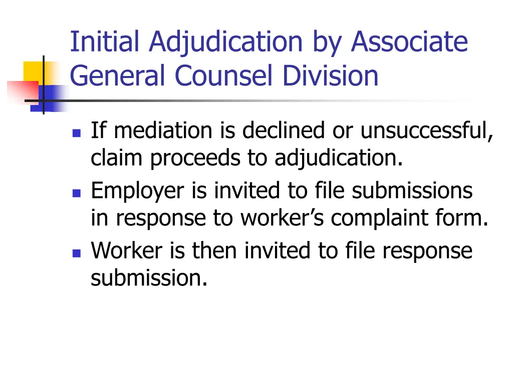 initial adjudication by associate general counsel