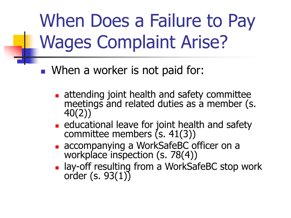 when does a failure to pay wages complaint arise