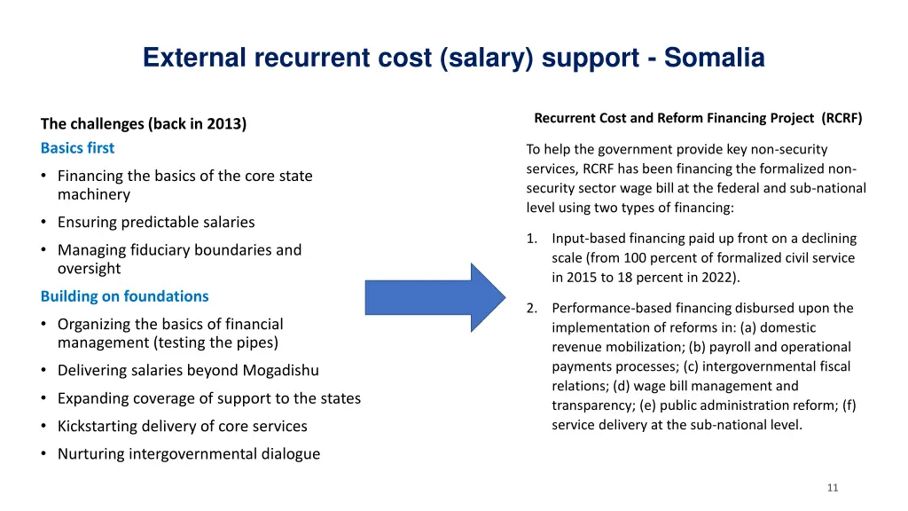 external recurrent cost salary support somalia