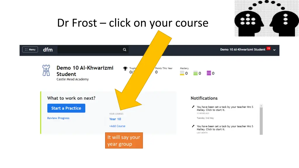 dr frost click on your course