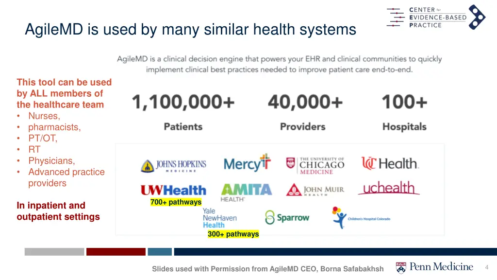 agilemd is used by many similar health systems