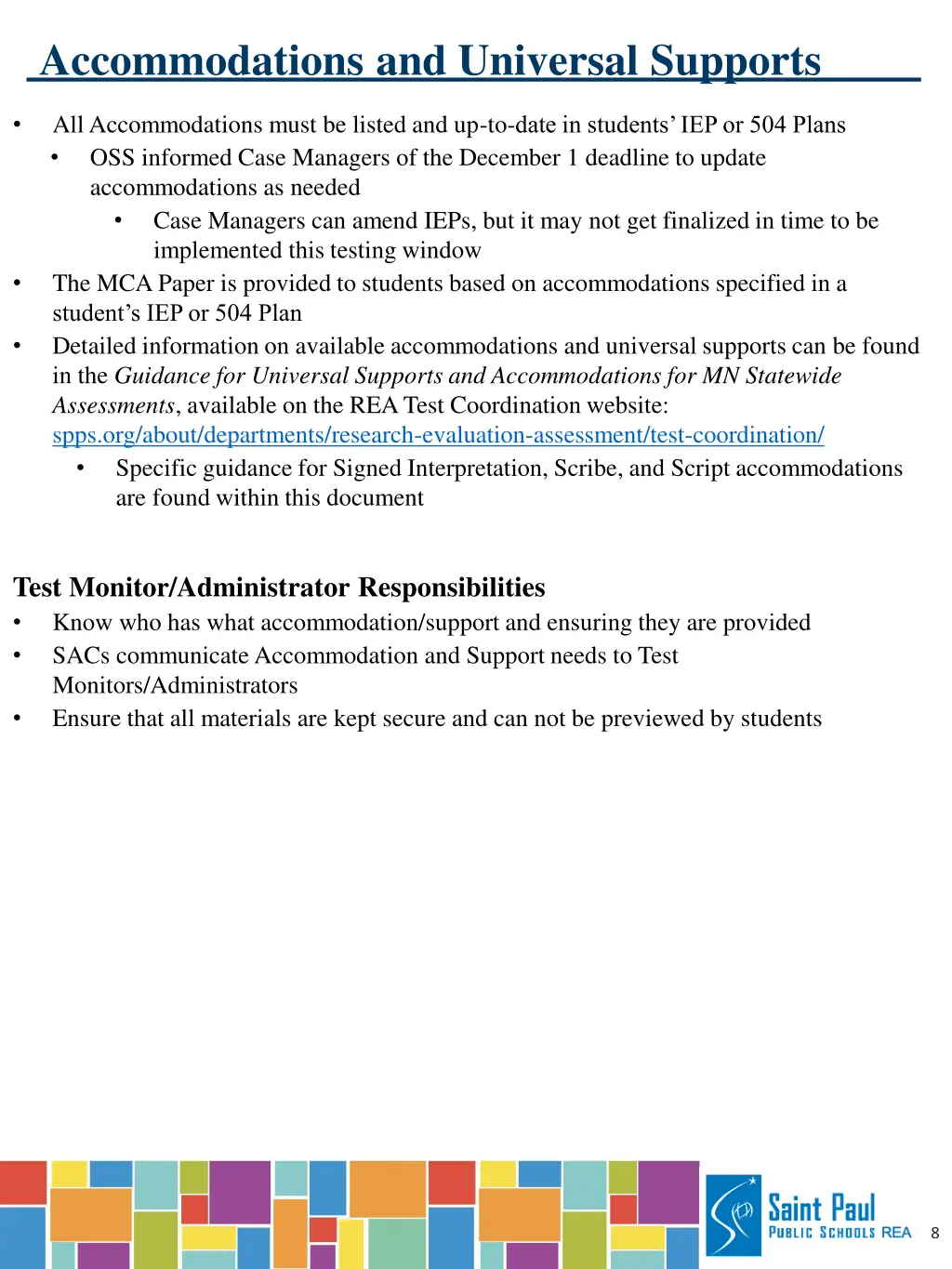 accommodations and universal supports