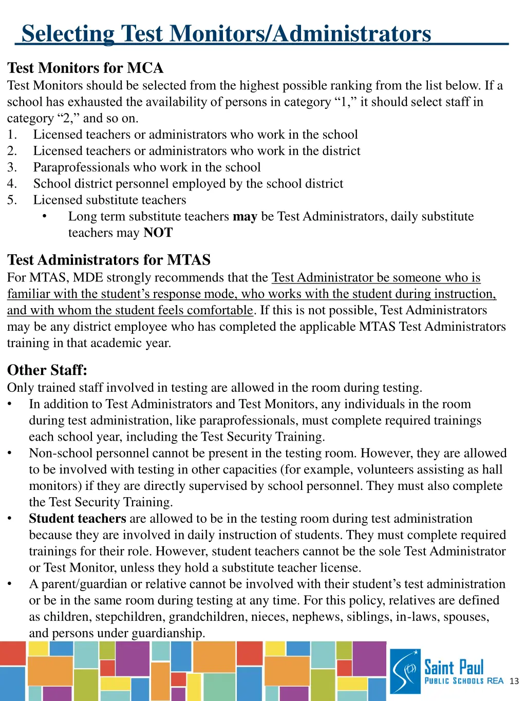 selecting test monitors administrators