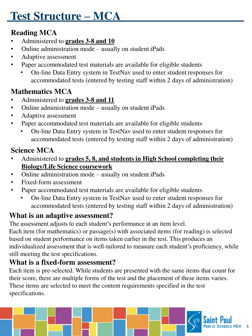 test structure mca