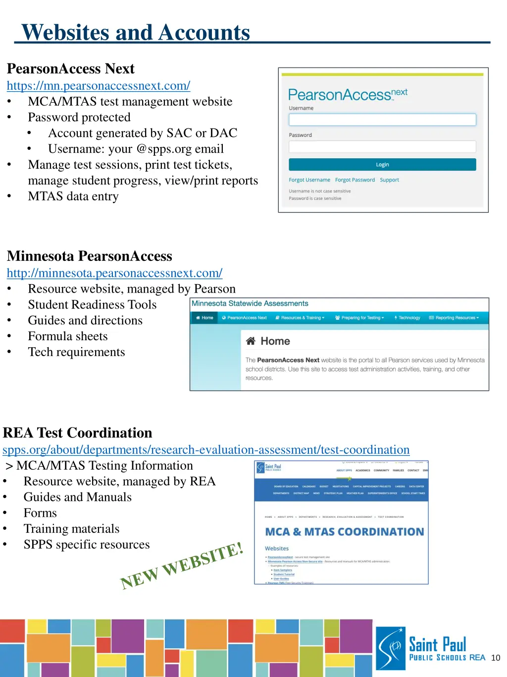 websites and accounts