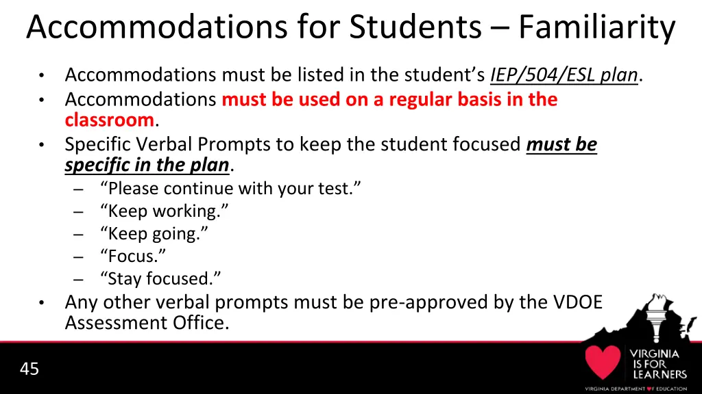 accommodations for students familiarity 1