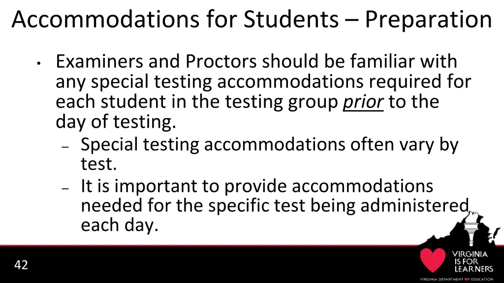 accommodations for students preparation