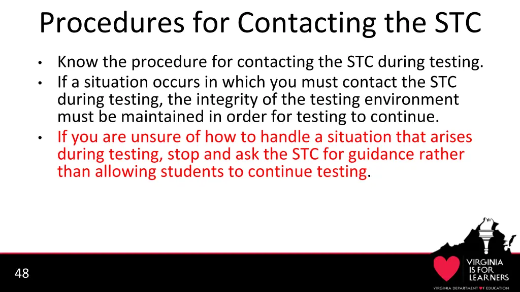 procedures for contacting the stc