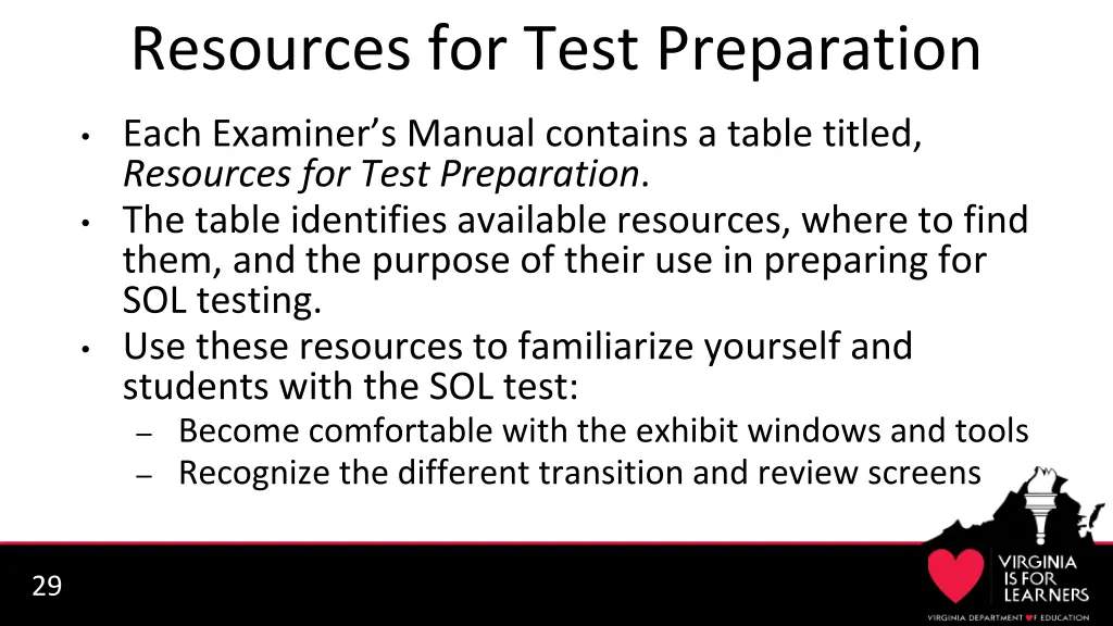 resources for test preparation