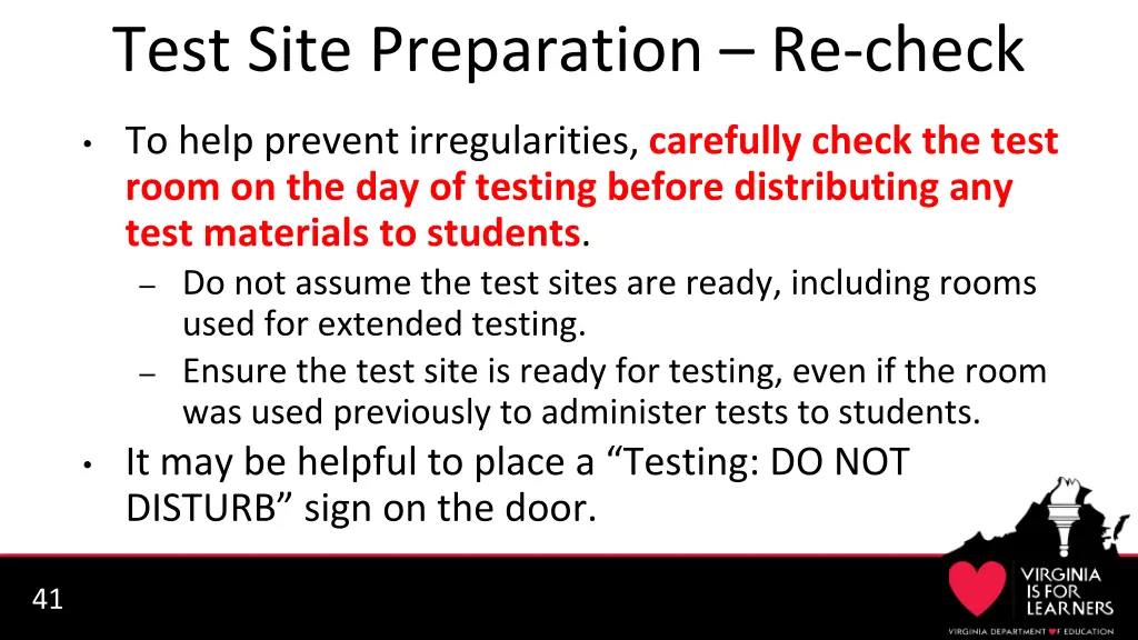 test site preparation re check