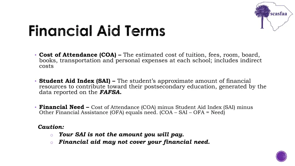 financial aid terms