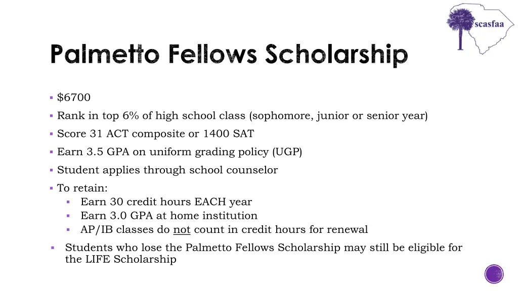 palmetto fellows scholarship