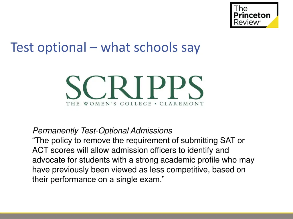 test optional what schools say