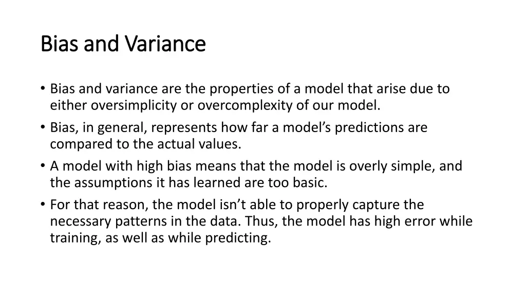 bias and variance bias and variance