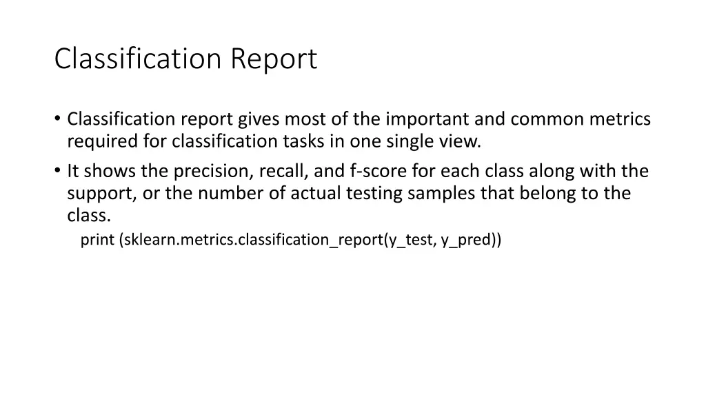 classification report