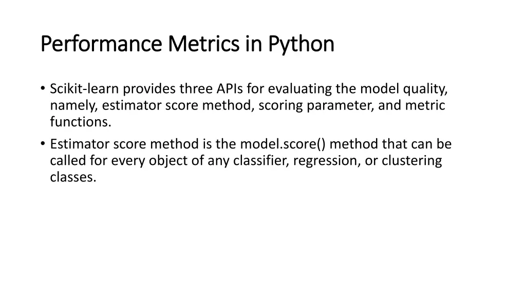 performance metrics in python performance metrics