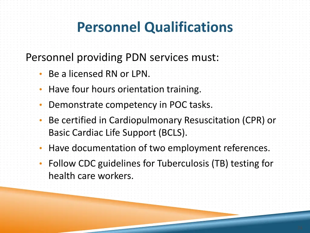 personnel qualifications