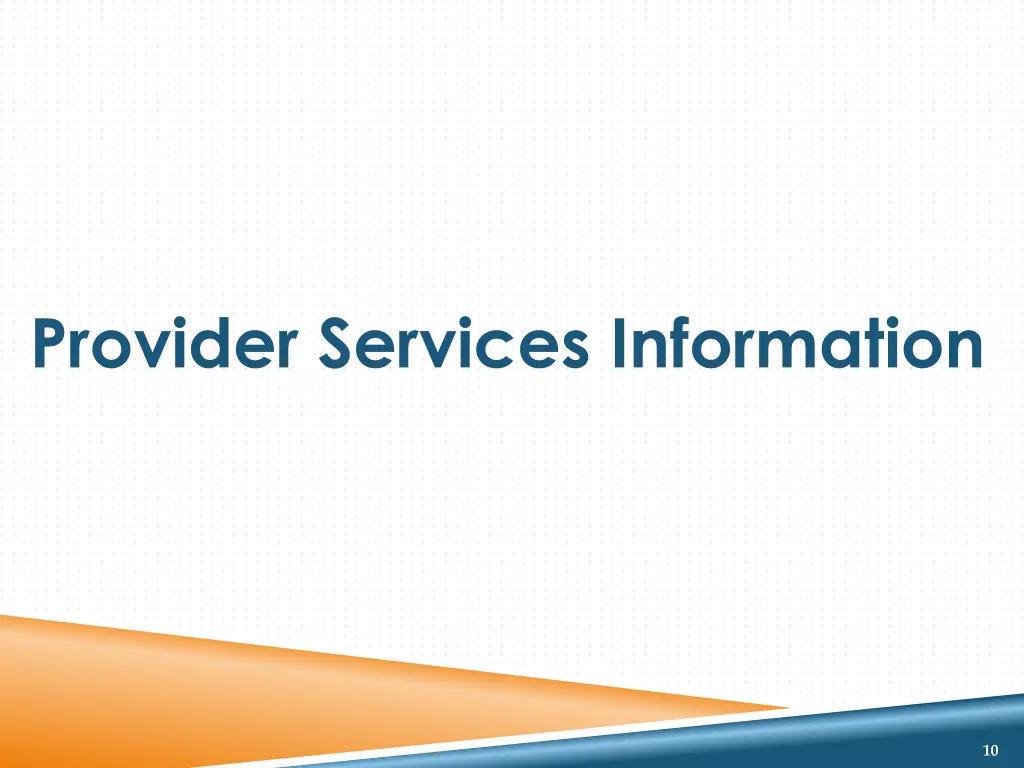 provider services information