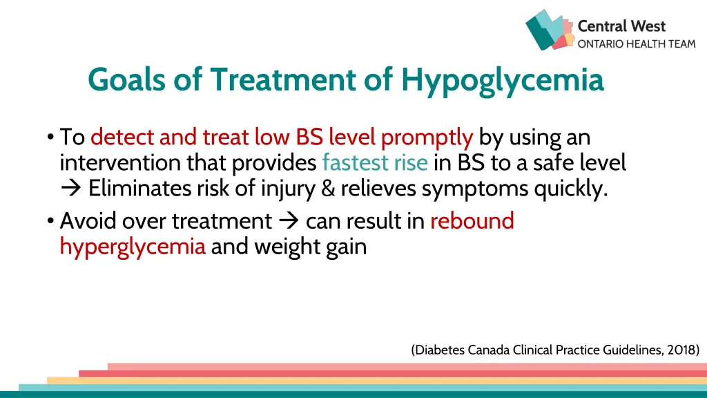 goals of treatment of hypoglycemia