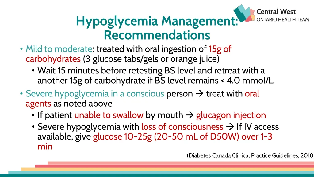 hypoglycemia management recommendations mild