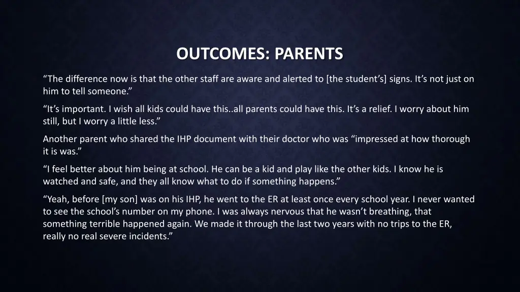 outcomes parents