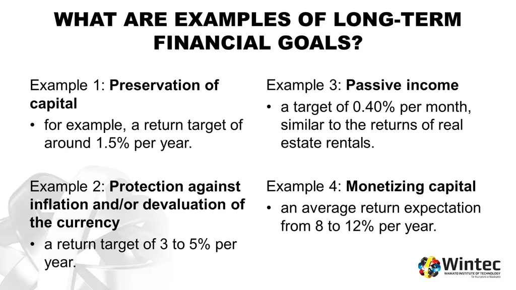 what are examples of long term financial goals