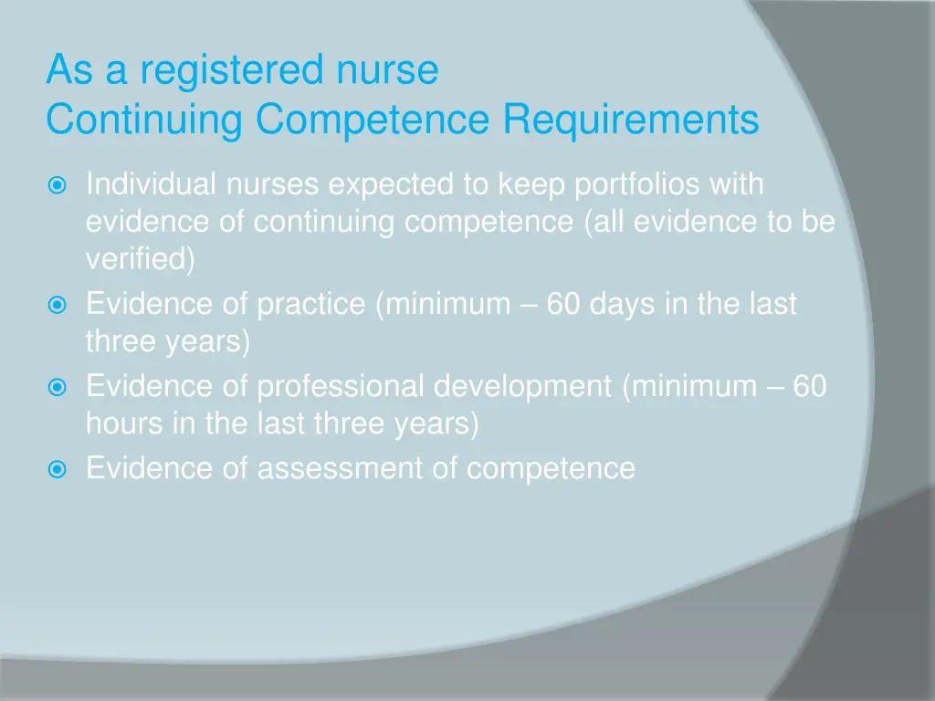 as a registered nurse continuing competence